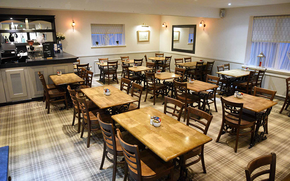 Open plan restaurant selling local produce isle of skye seafood venison and whisky at the Tongadale Hotel