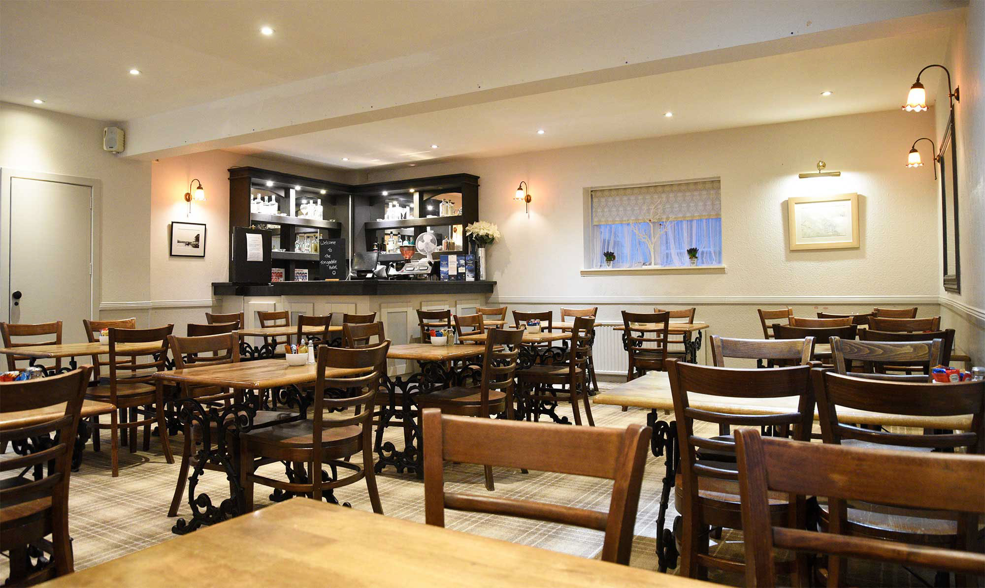 Enjoy local food and drink at the Tongadale Hotel restaurant in Portree